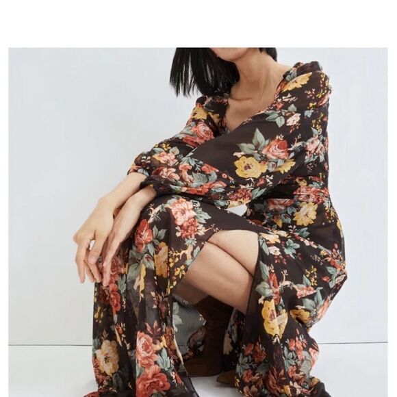 Veronica Beard "Avani" Floral Silk Chiffon Puff Sleeve Maxi Dress NWT $898 - Picture 3 of 11